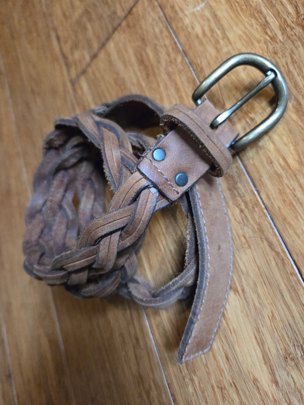 Roots Canada Braided Leather Belt Brown Size M/L 100% Genuine Leather Western
